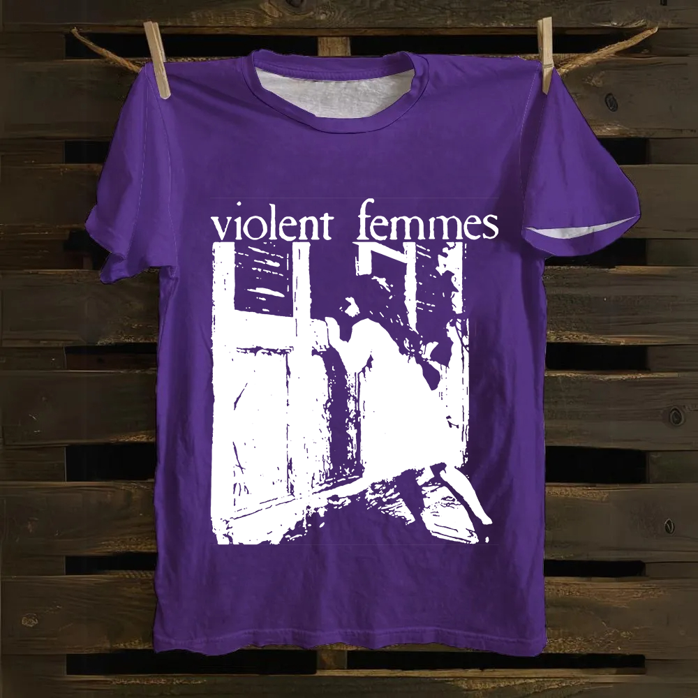Unisex Casual Violent Femmes Punk Band Printed cotton T-Shirt