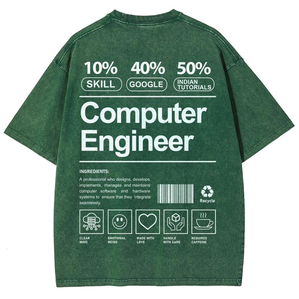 Computer Engineer Unisex Fit Washed T-Shirt