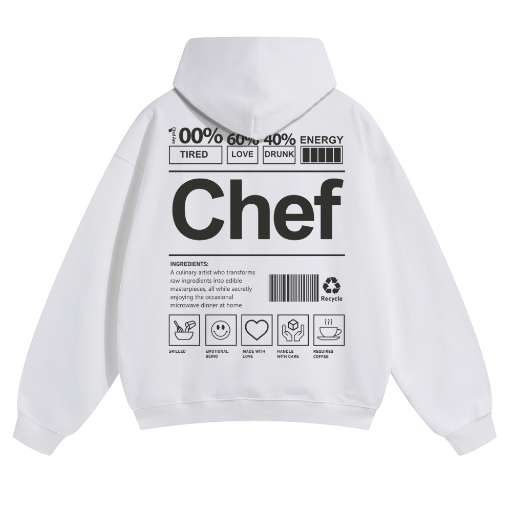 Chef Are 100%Tired 60%Love 40%Drunk Solid Color Hoodie