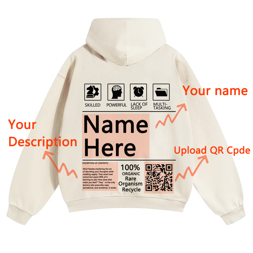 QR Code Customized Unisex Solid Hoodie