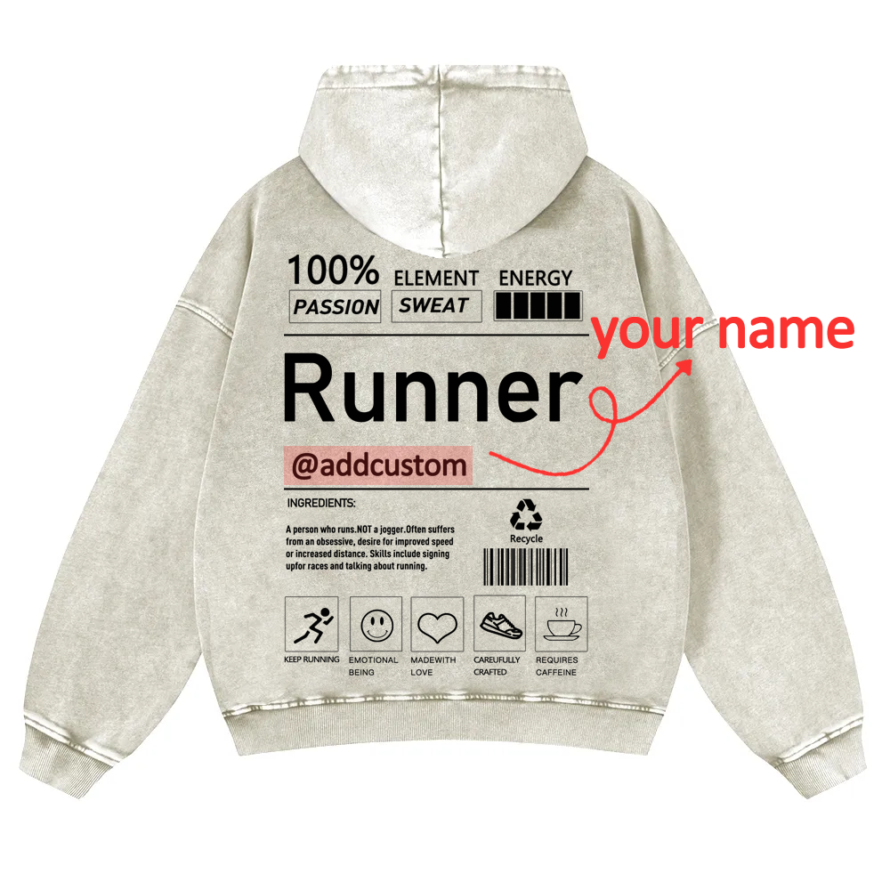 Addcustom Runner Casual Washed Hoodie
