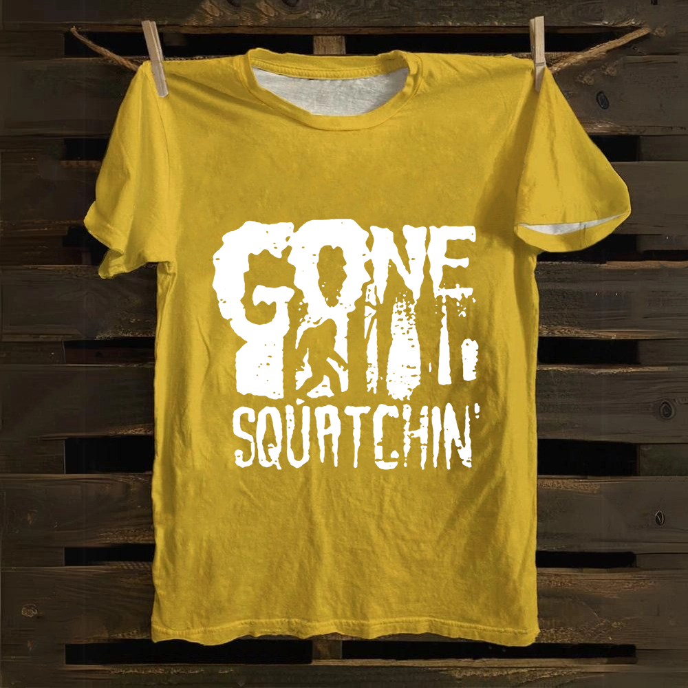Unisex Vintage Gone Squatching Funny Big Foot Cotton T-Shirt