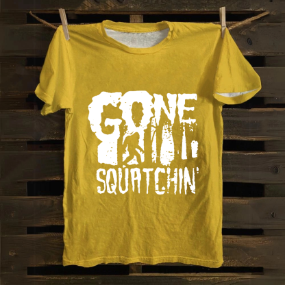 Unisex Vintage Gone Squatching Funny Big Foot Cotton T-Shirt