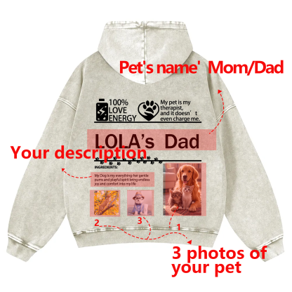 Pet Photo Creative Customized Unisex Washed Hoodie