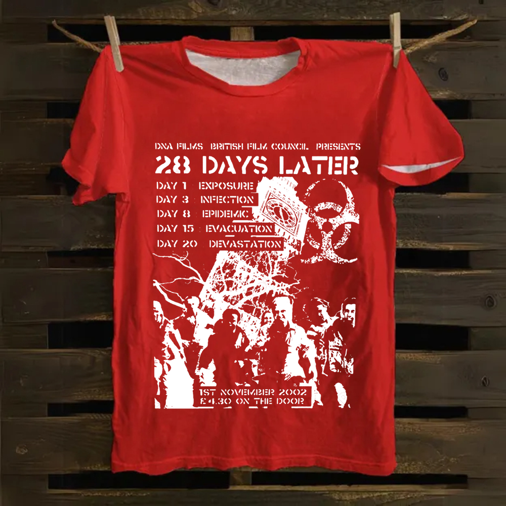 Unisex Vintage 28 Days Later Horror Movie  Cotton T-Shirt