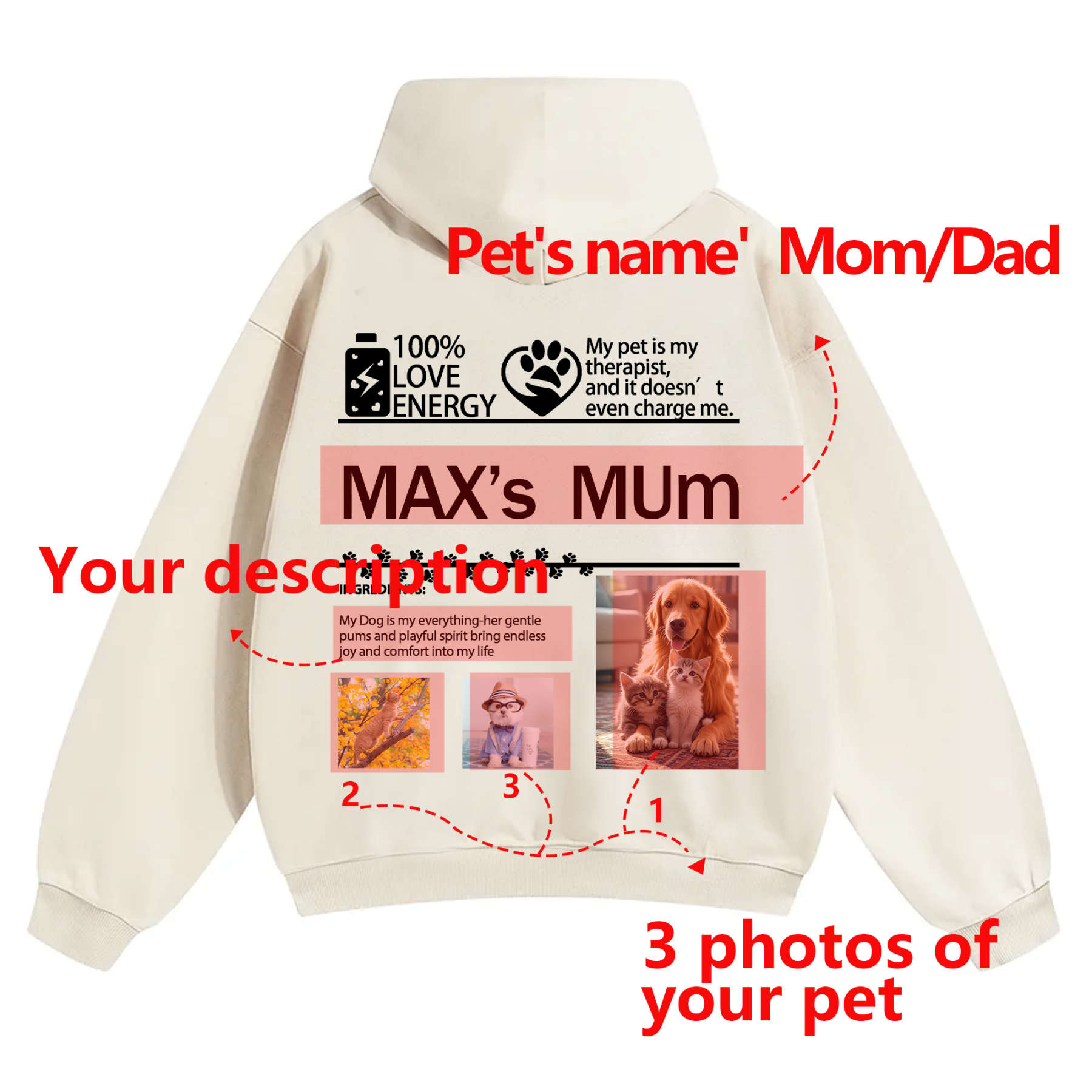 Pet Photo Creative Customized Unisex Hoodie
