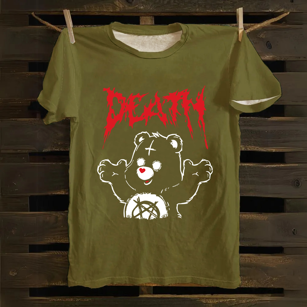 Unisex Vintage  Death Bear Care Bear TV Series  Cotton T-Shirt