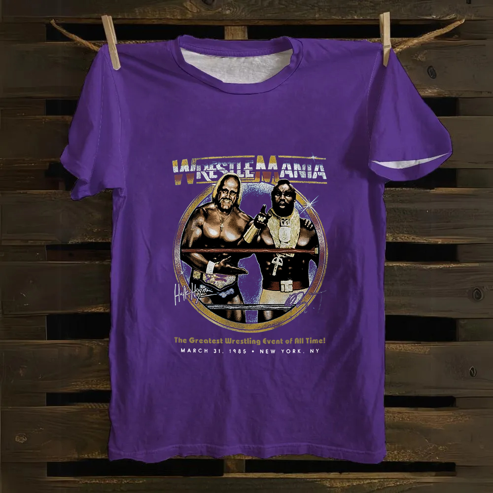 WWE Wrestle Mania - Hulk Hogan vs Mr T Casual Printed Cotton T-Shirt