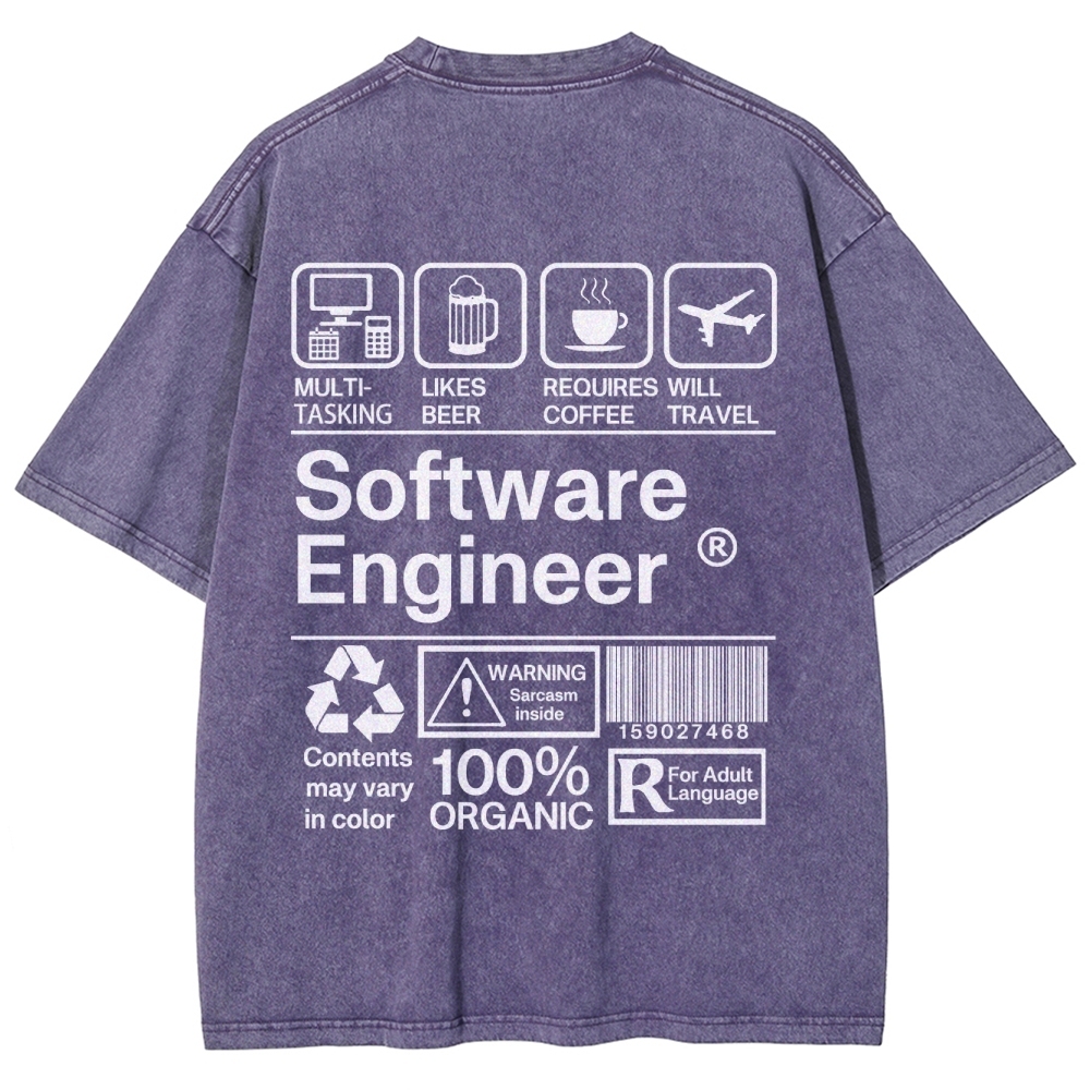 Software Engineer Unisex Fit Washed T-Shirt