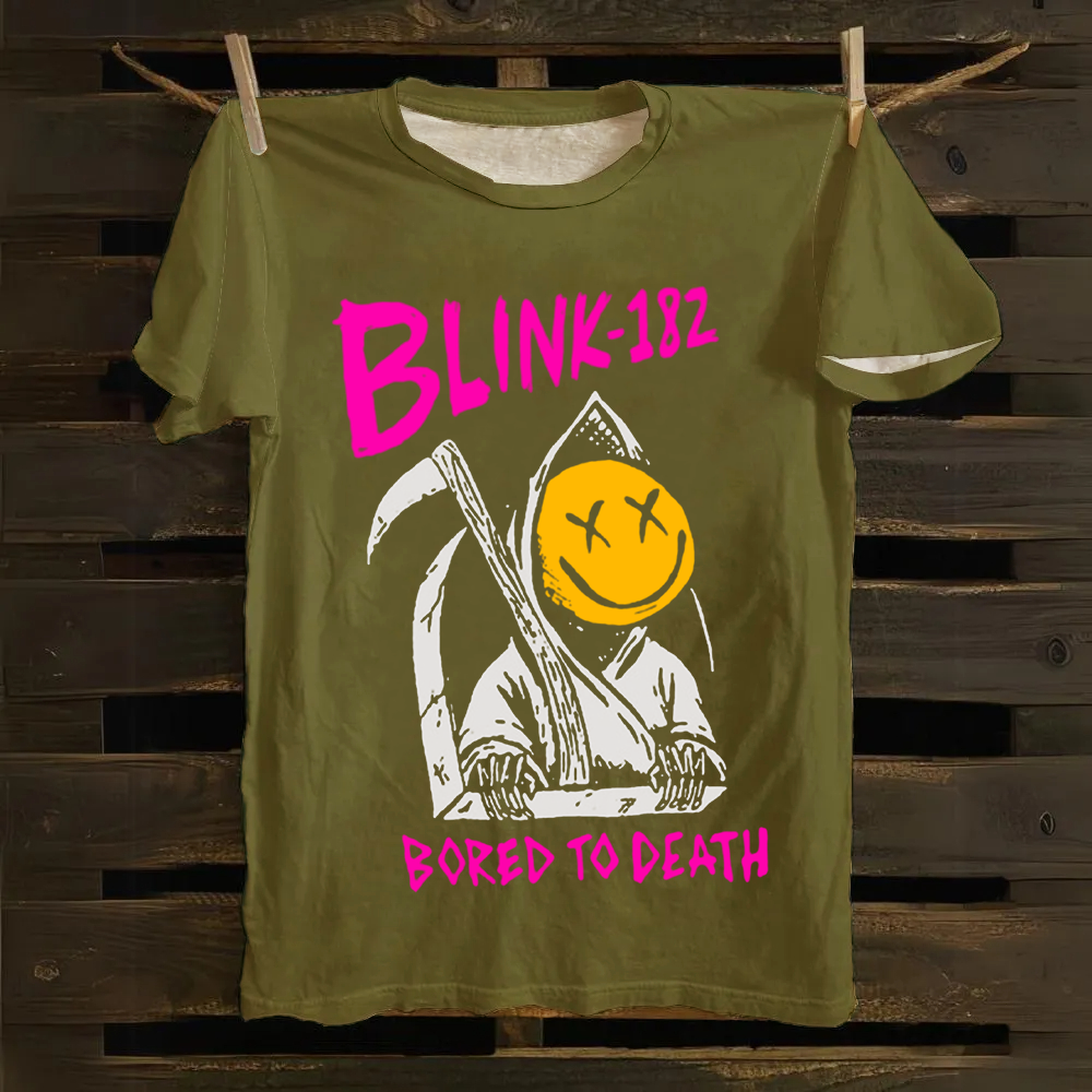 Unisex Vintage Blink 182 Band Cotton T-Shirt