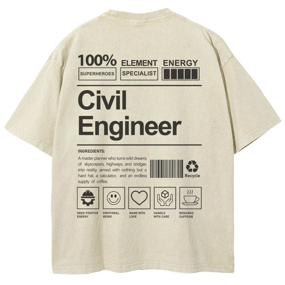 Civil Engineer Unisex Fit Washed T-Shirt