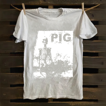 Unisex Vintage Pig Horror Movie Cotton T-Shirt