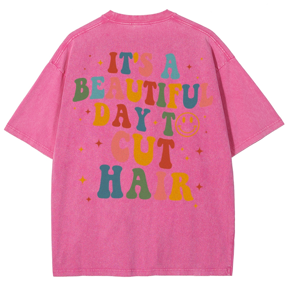 Wearishow  Hair Stylist Unisex Fit Washed T-Shirt 