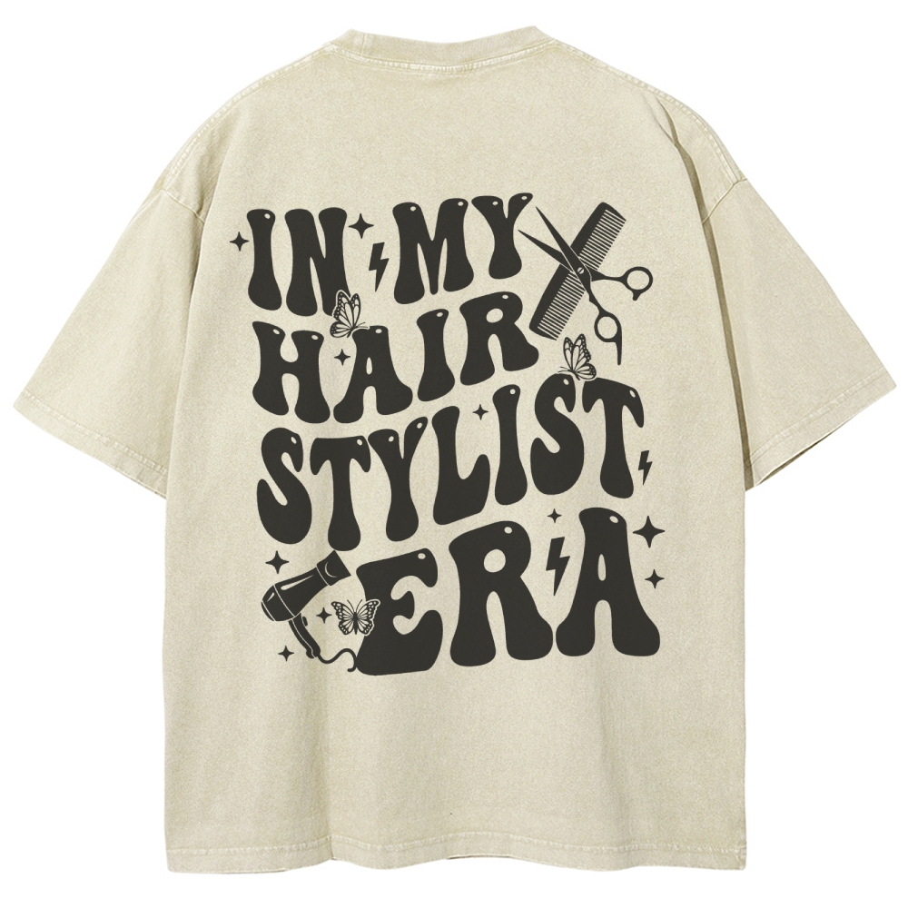 Wearishow Hair Stylist Unisex Fit Washed T-Shirt 
