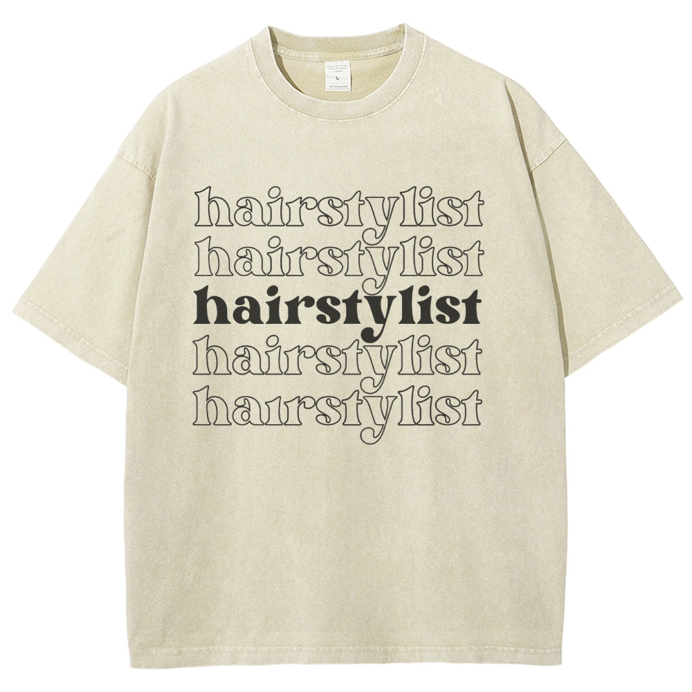Wearishow  Hair Stylist Unisex Fit Washed T-Shirt 