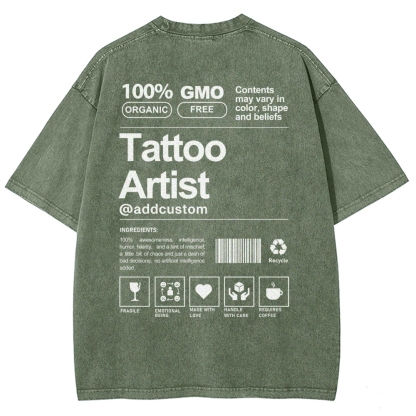 Wearishow  Tattoo Artist Addcustom Unisex Fit Washed T-Shirt 