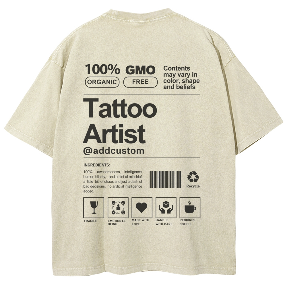 Wearishow  Tattoo Artist Addcustom Unisex Fit Washed T-Shirt 