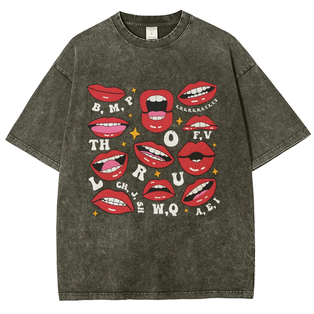 Wearishow  Speech Therapy Unisex Fit Washed T-Shirt 