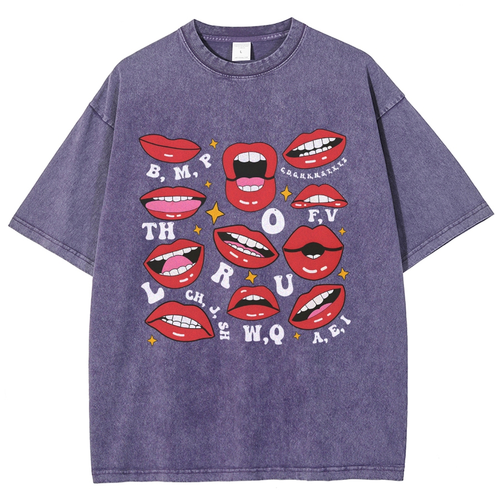 Wearishow  Speech Therapy Unisex Fit Washed T-Shirt 