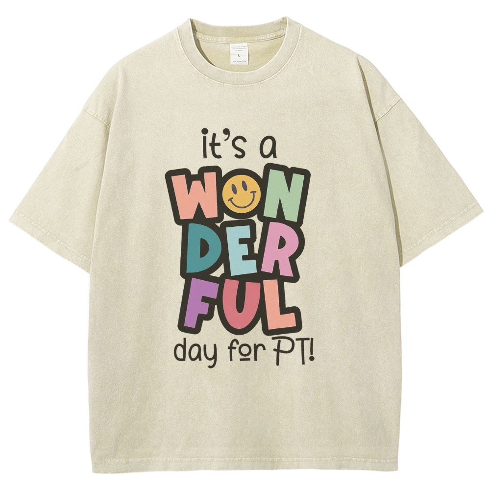 It’s A Wonderful Day For PT Unisex Fit Washed T-Shirt wearishow
