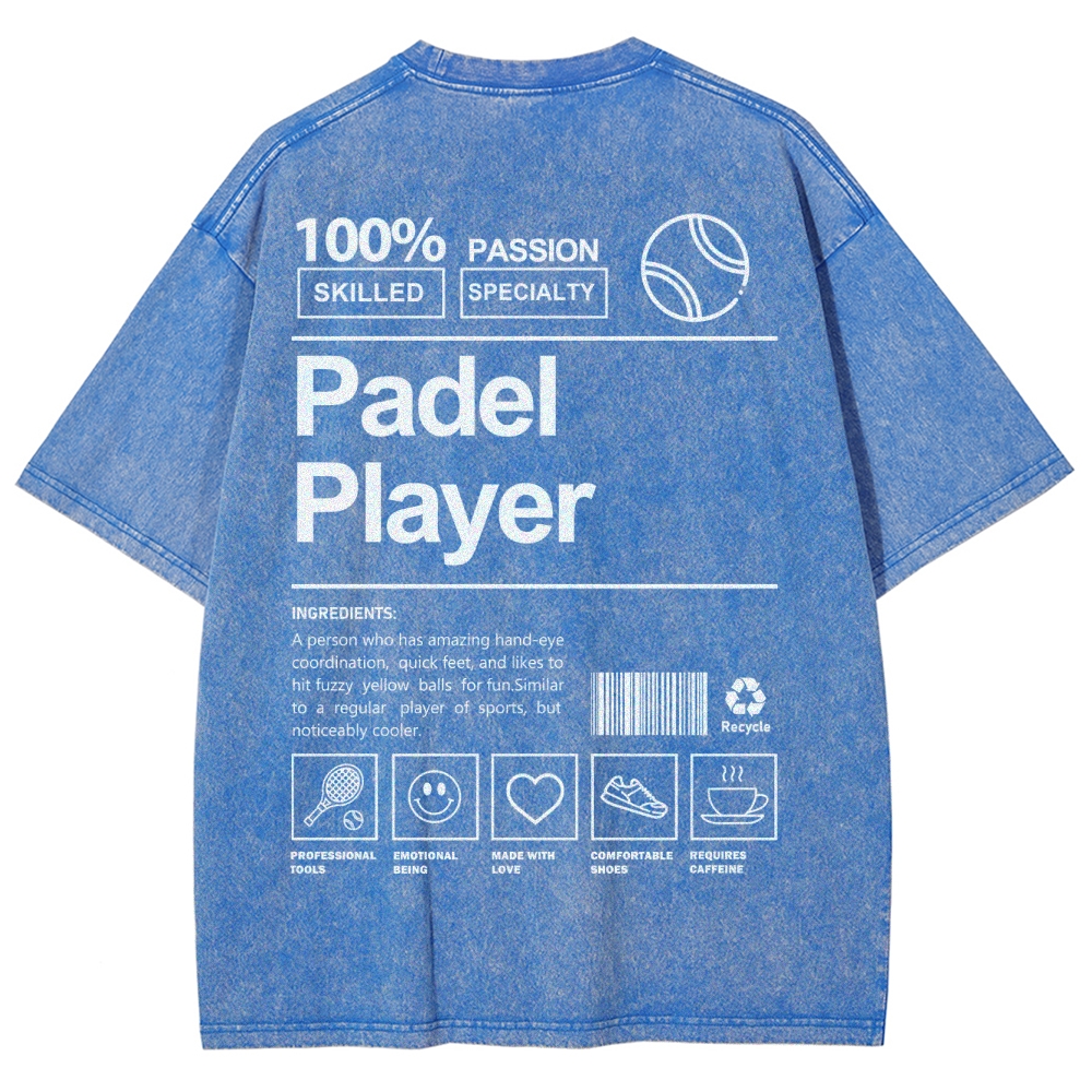 Padel Player Unisex Fit Washed T-Shirt wearishow