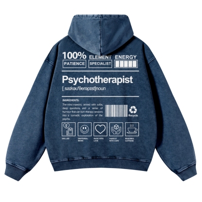 Wearishow Psychotherapist Casual Washed Hoodie 
