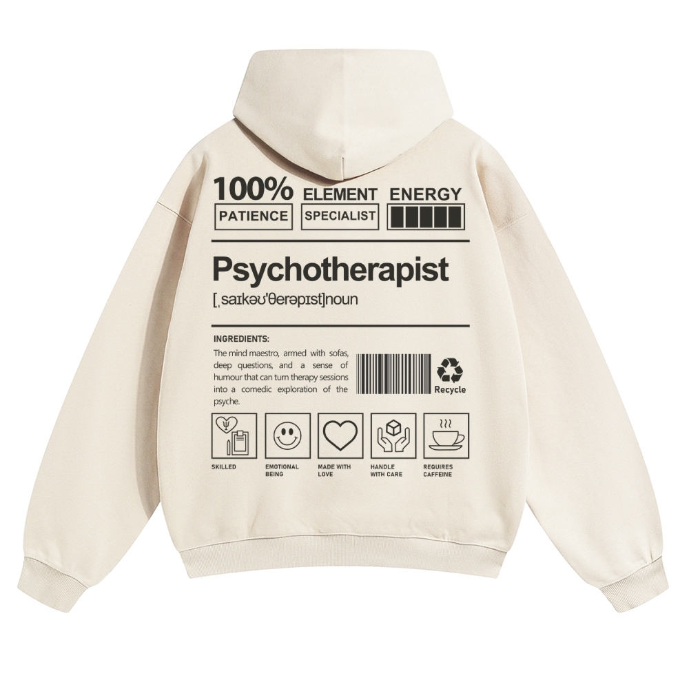 Wearishow Psychotherapist Solid Color Hoodie 
