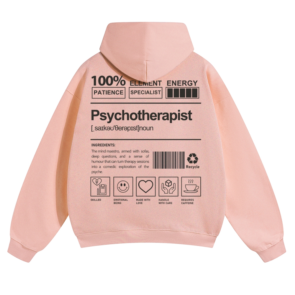 Wearishow Psychotherapist Solid Color Hoodie 