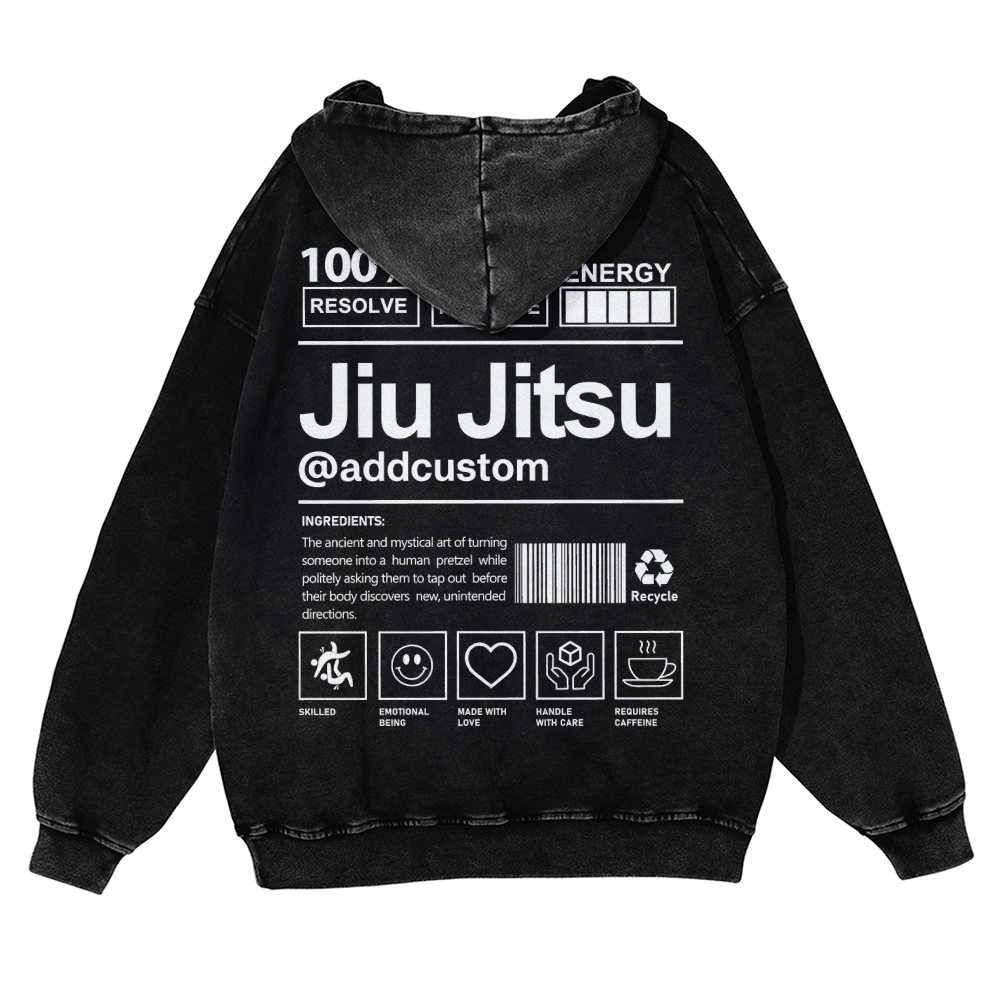 Jiu Jitsu Addcustom Casual Washed Hoodie wearishow