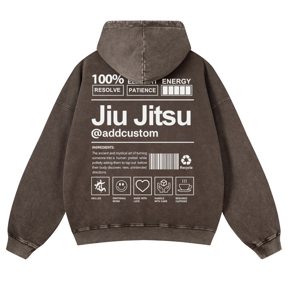 Jiu Jitsu Addcustom Casual Washed Hoodie wearishow