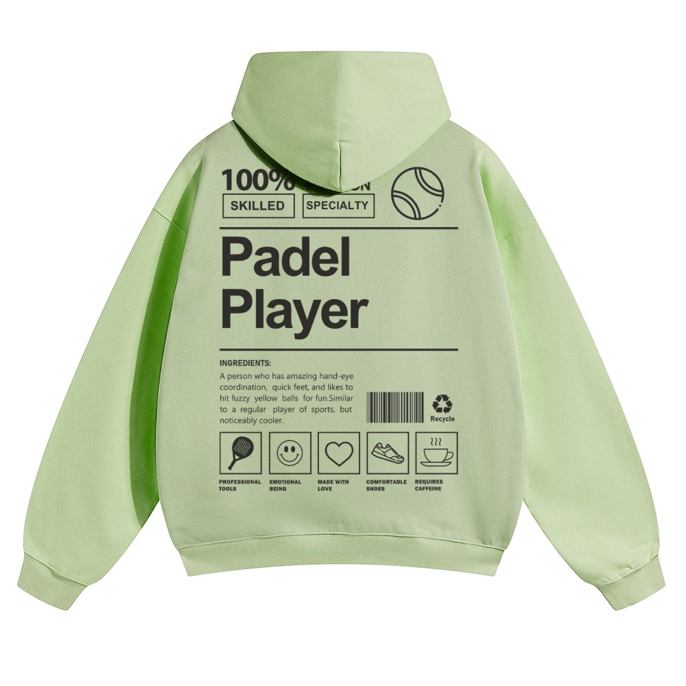 Padel Player Solid Color Hoodie wearishow