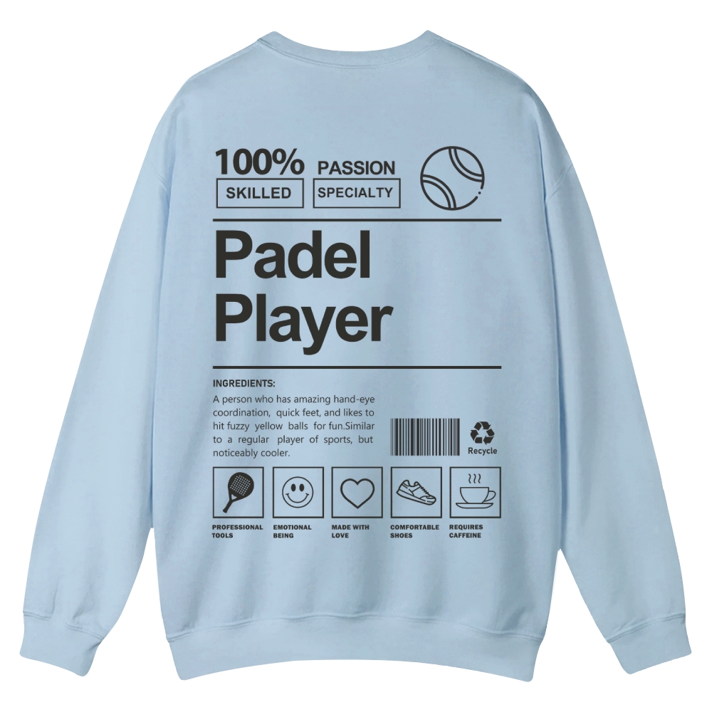 Padel Player Casual Crewneck Sweatshirt wearishow