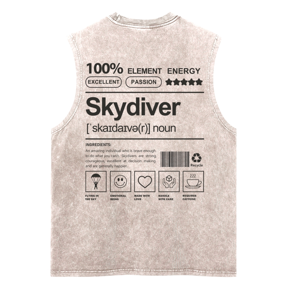 Skydiver Unisex Washed Tank Top wearishow