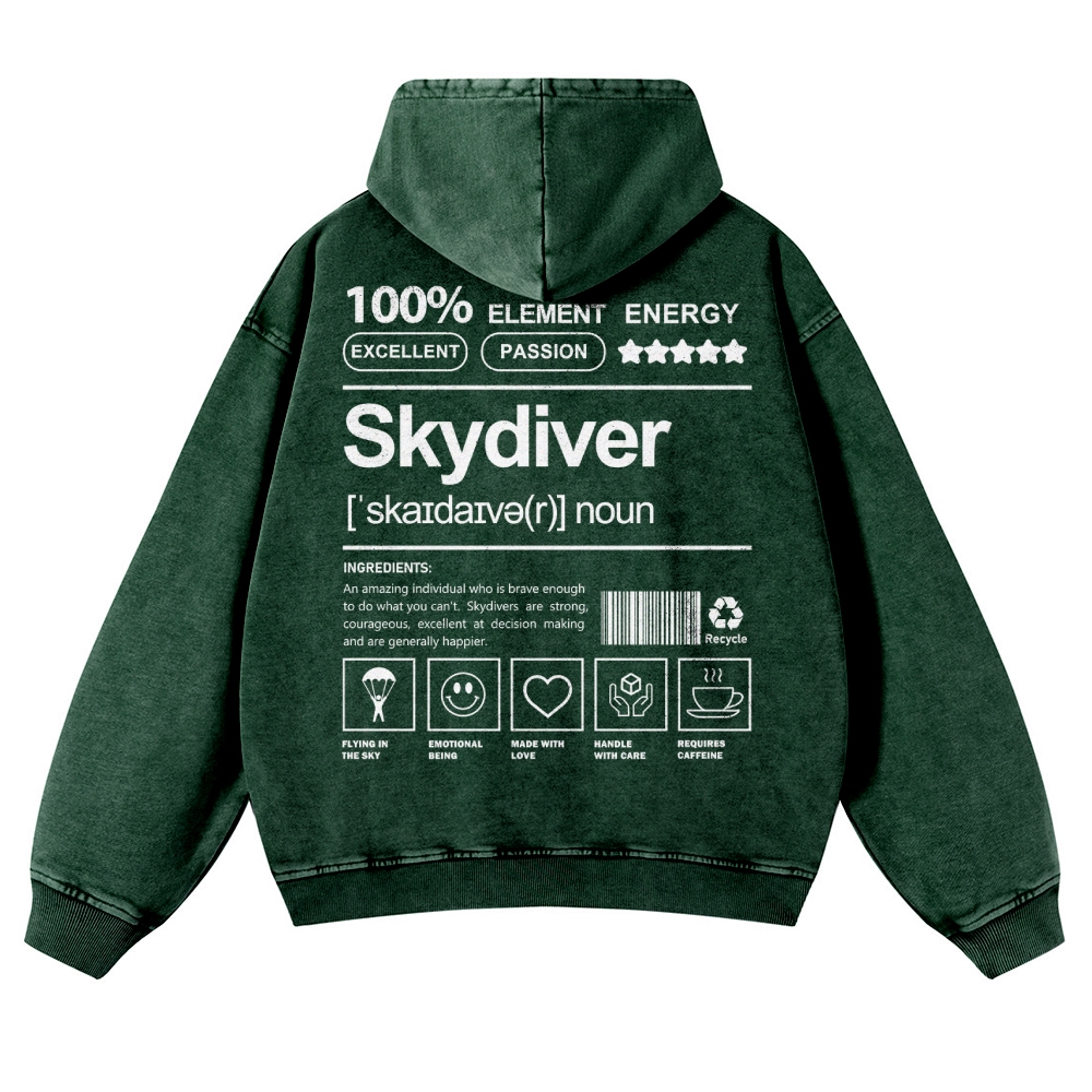 Skydiver Casual Washed Hoodie wearishow