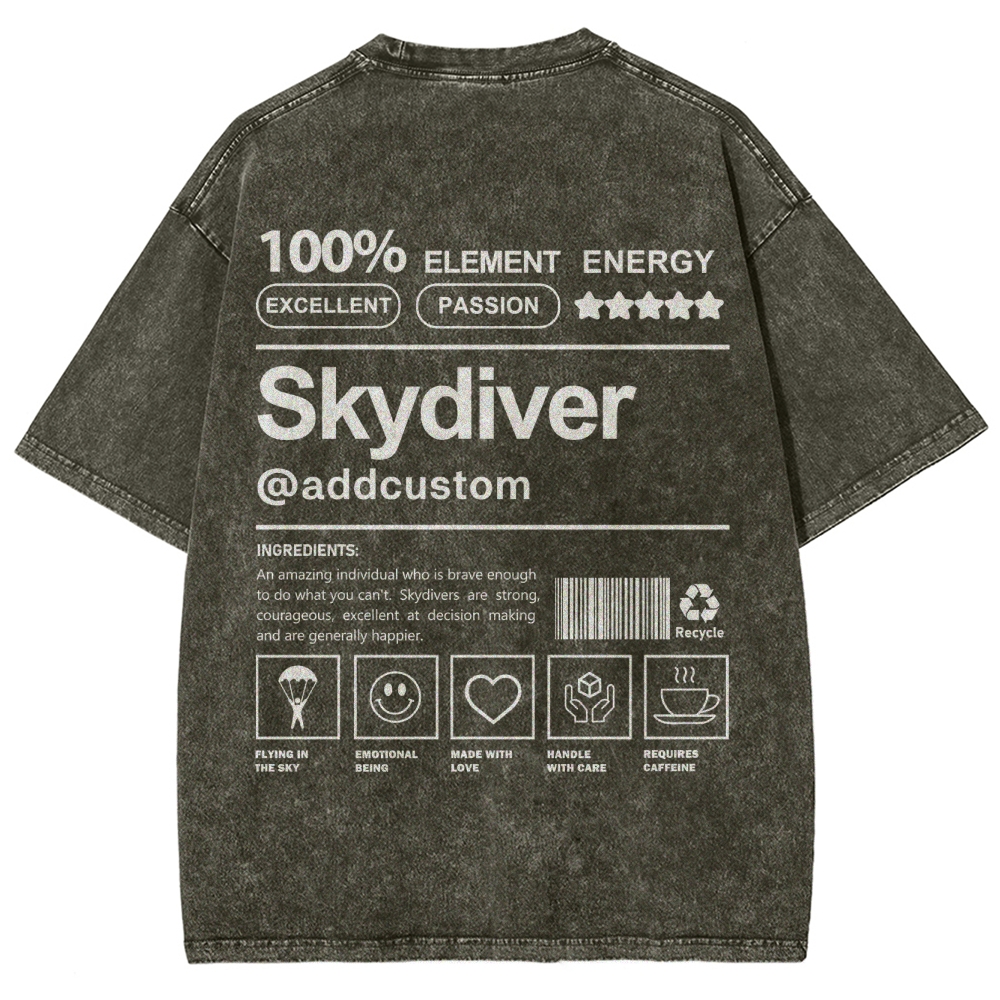 Skydiver Addcustom Unisex Fit Washed T-Shirt wearishow