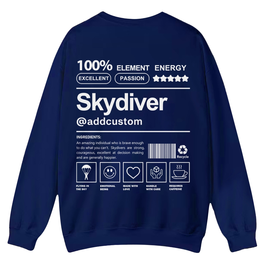 Skydiver Addcustom Casual Crewneck Sweatshirt wearishow