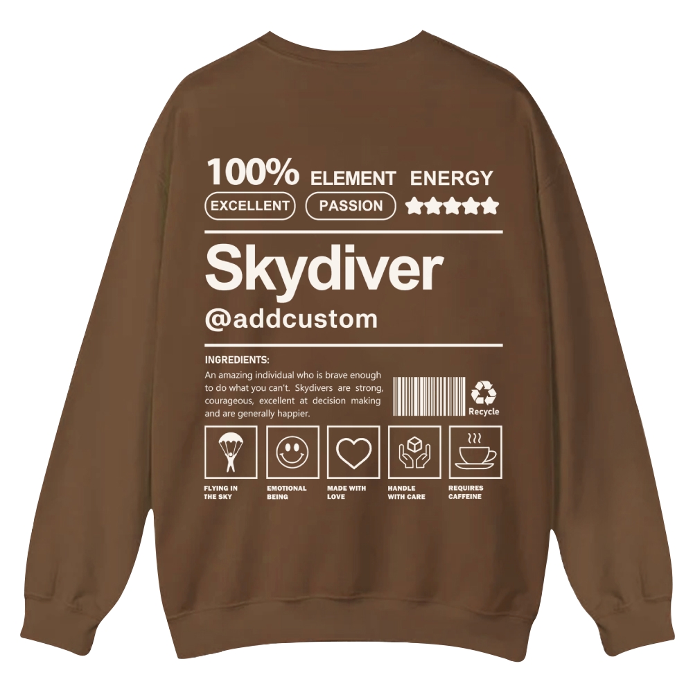 Skydiver Addcustom Casual Crewneck Sweatshirt wearishow