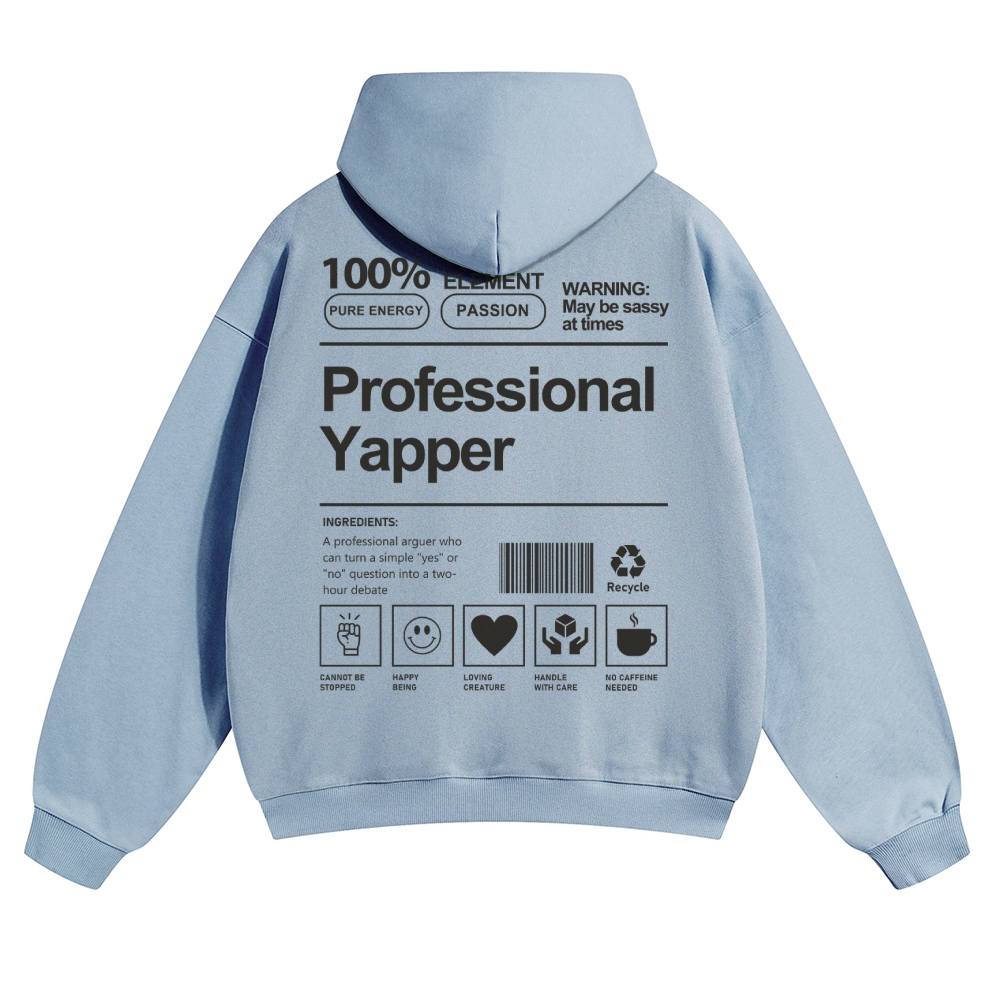 Professional Yapper Solid Color Hoodie wearishow