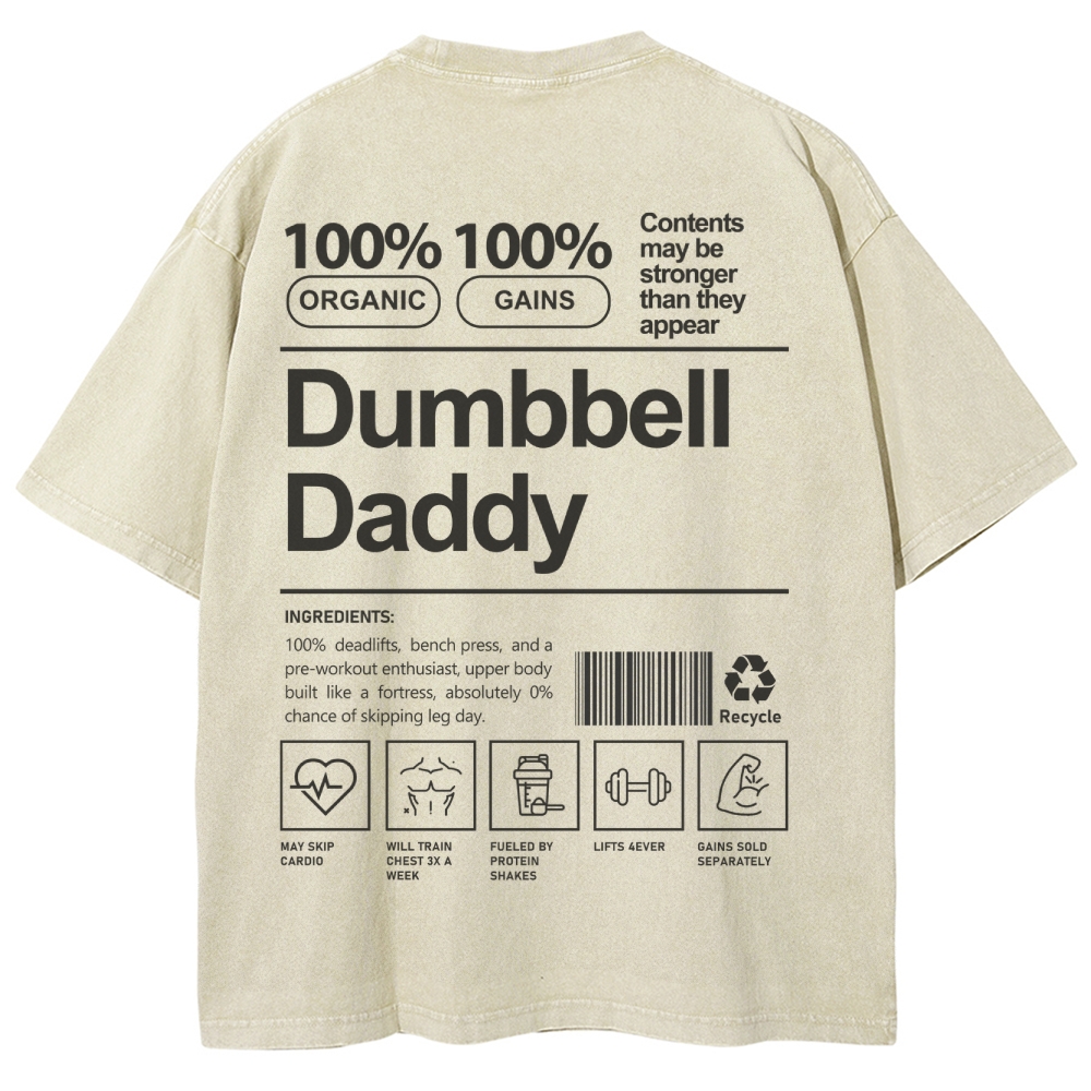 Dumbbell Daddy Unisex Fit Washed T-Shirt wearishow