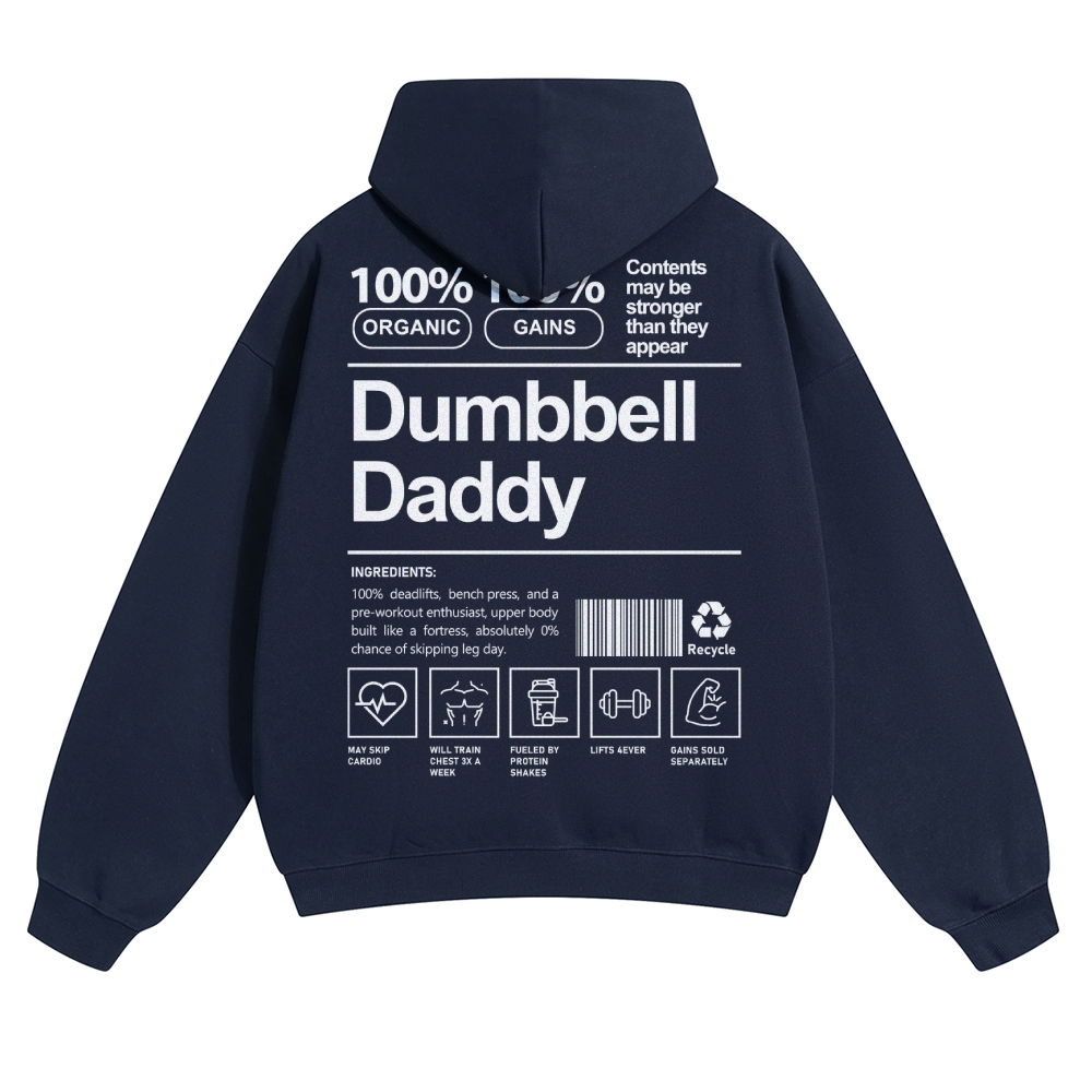 Dumbbell Daddy Solid Color Hoodie wearishow