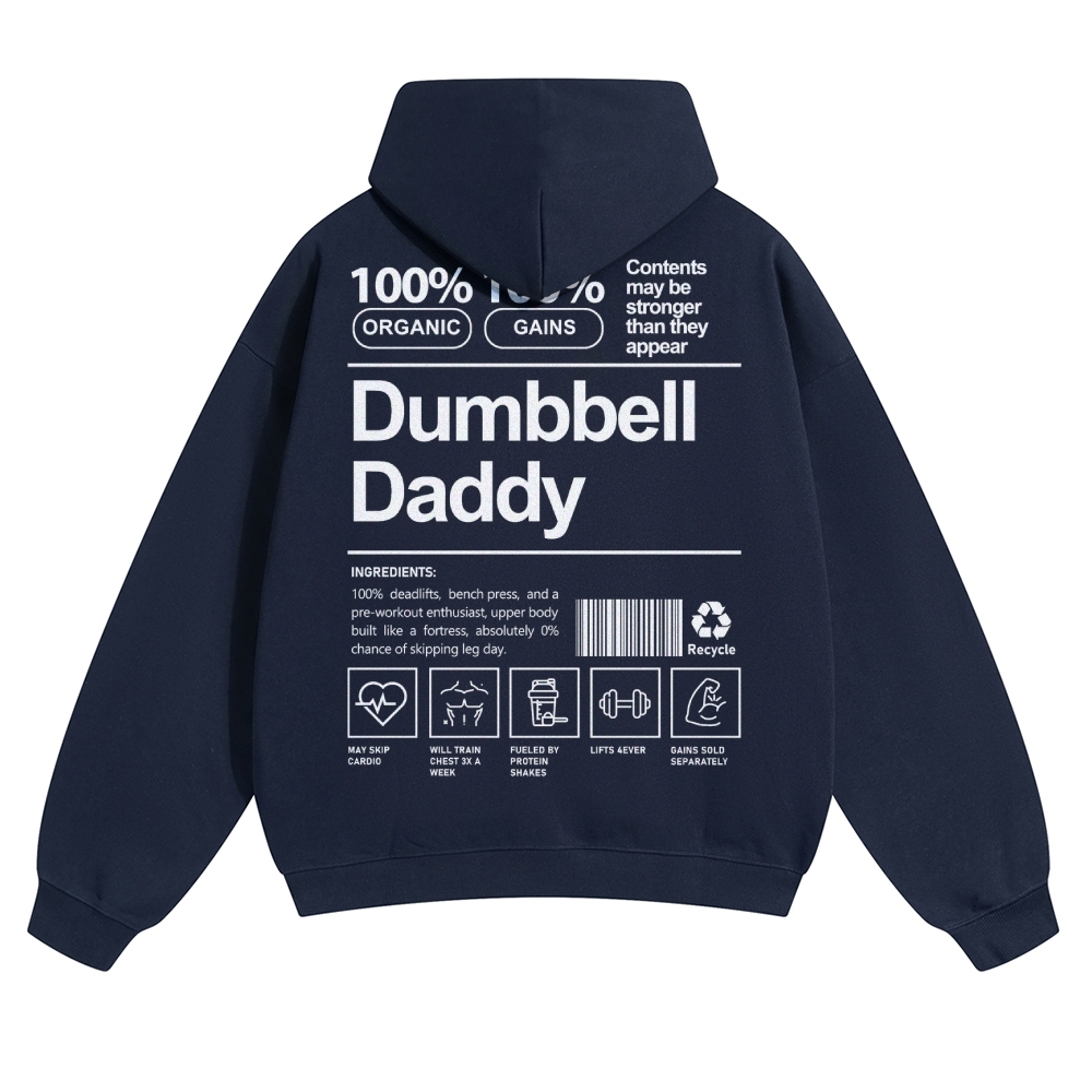 Dumbbell Daddy Solid Color Hoodie wearishow
