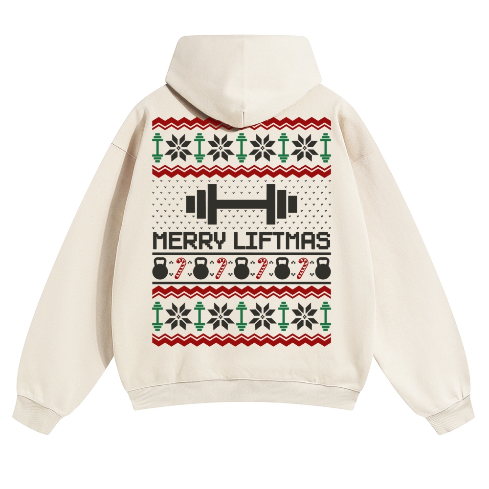 Merry Liftmas Solid Color Hoodie wearishow