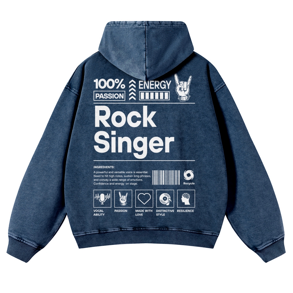 Rock Singer Unisex Fit Vintage Washed Hoodie