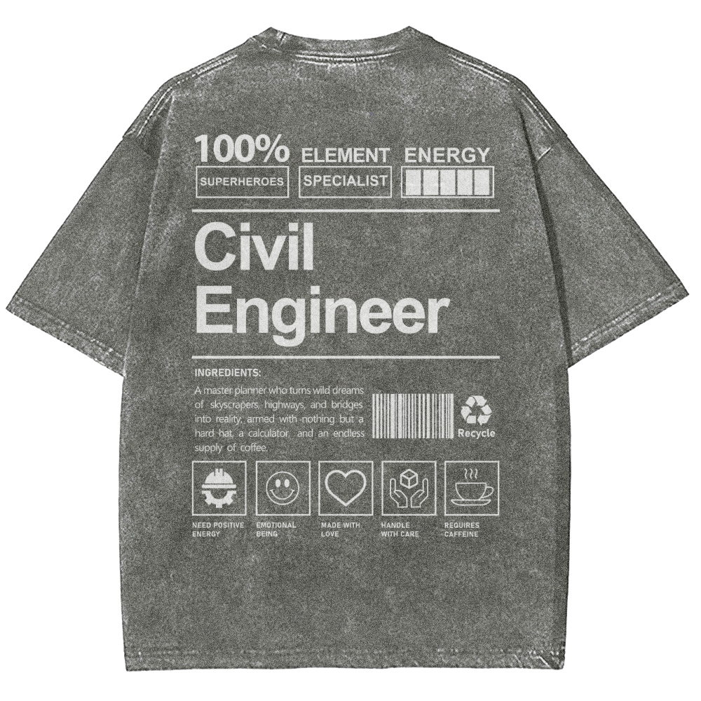 Civil Engineer Unisex Fit Washed T-Shirt