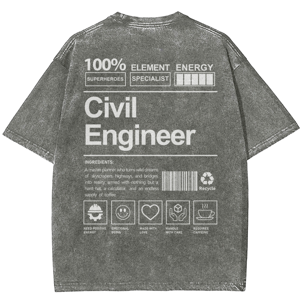 Civil Engineer Unisex Fit Washed T-Shirt