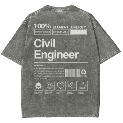 Civil Engineer Unisex Fit Washed T-Shirt