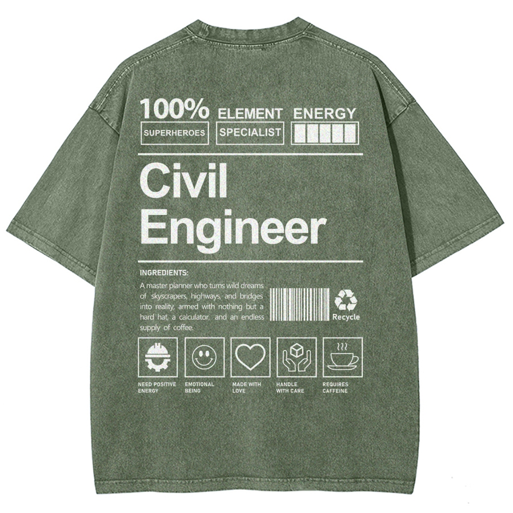 Civil Engineer Unisex Fit Washed T-Shirt