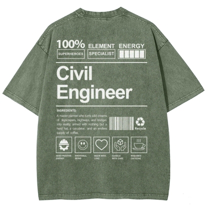Civil Engineer Unisex Fit Washed T-Shirt