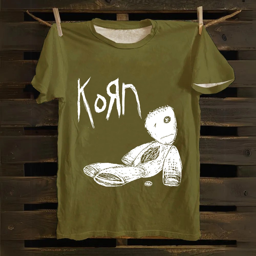 Unisex Vintage Korn Metal Band  cotton T-Shirt