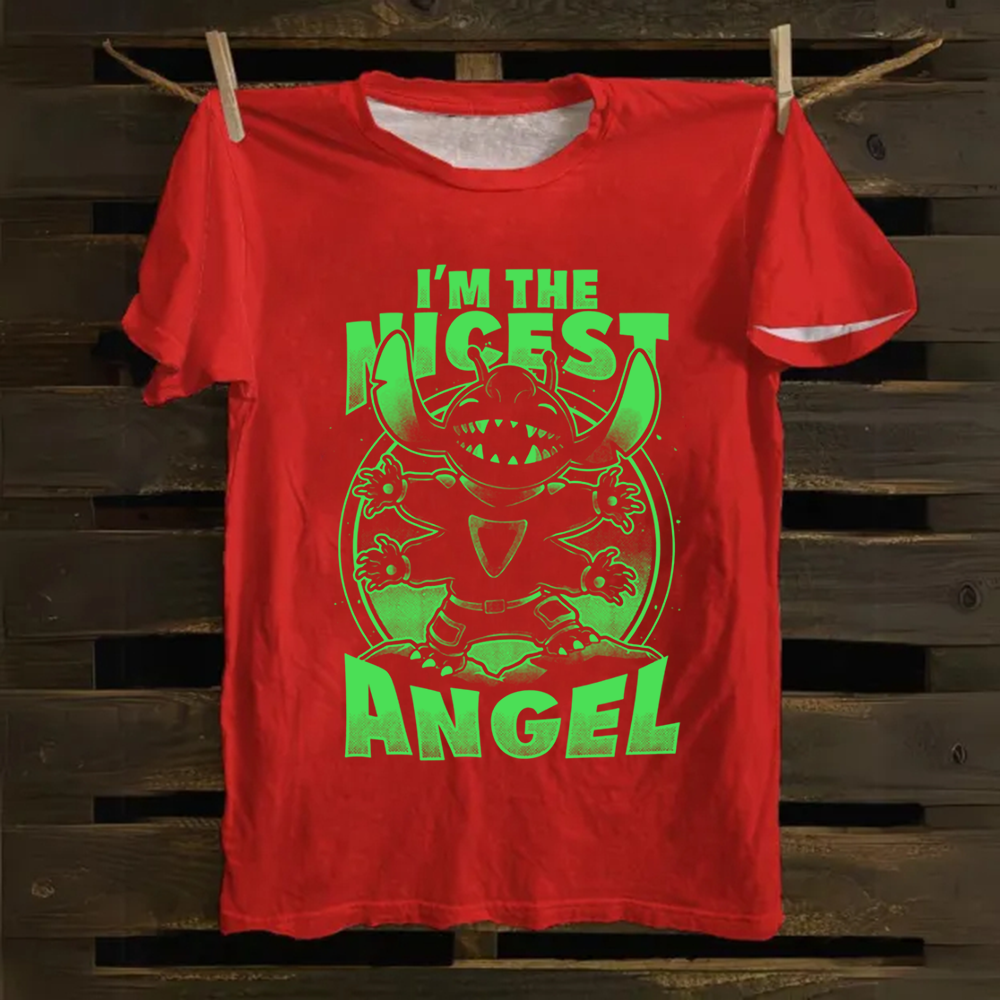 Unisex Vintage Cute Alien Nice Angel Cotton T-Shirt
